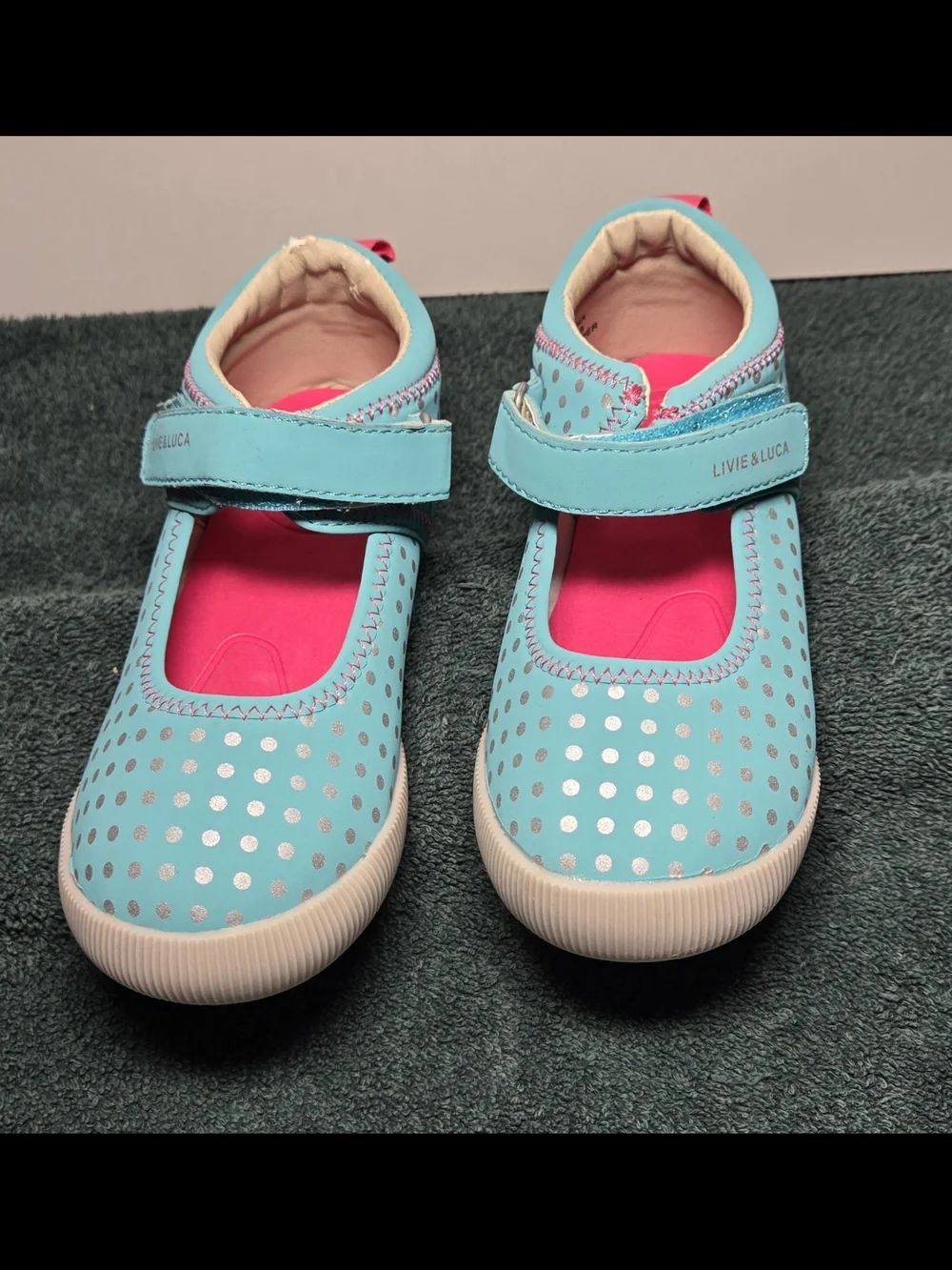 Livie & Luca Blue Polka Dot Mary Jane Shoes Toddler Size 10M